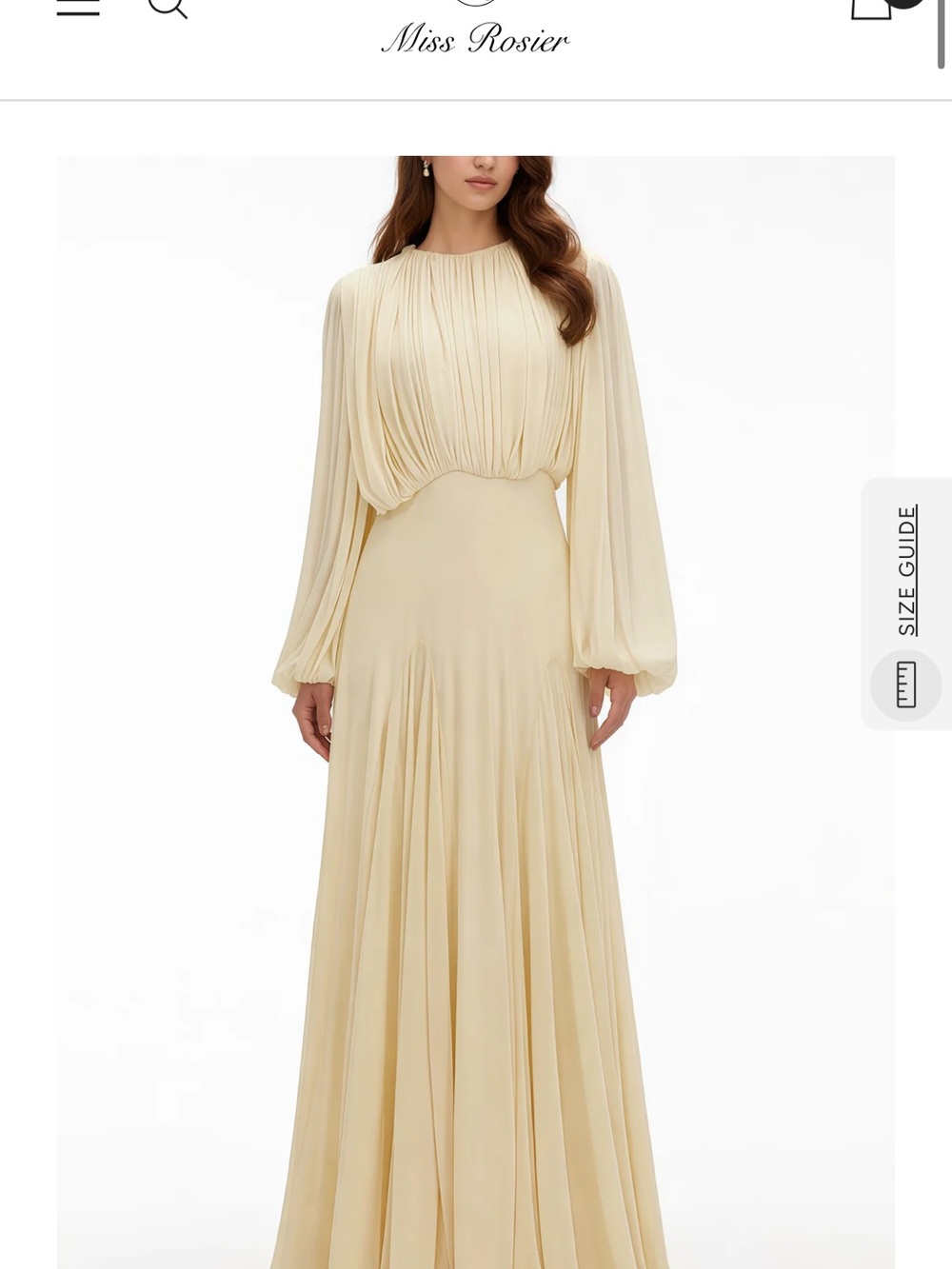 Miss Rosier Cream Pleated Long-Sleeve Maxi Dress